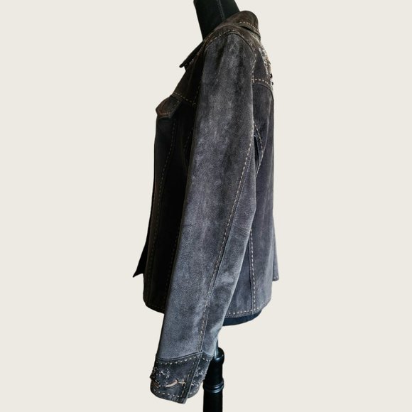 COLDWATER CREEK Chocolate Brown Leather Western Jacket Size MED - Picture 3 of 10